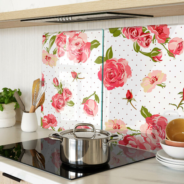 Planche à découper en verre Roses sur fond blanc