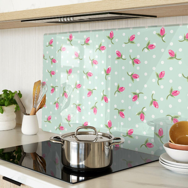 Planche à découper verre Tulipes roses sur fond vert