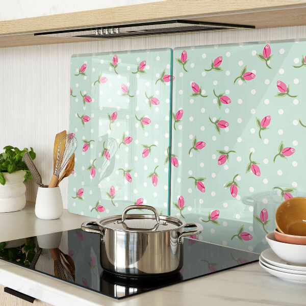 Planche à découper verre Tulipes roses sur fond vert