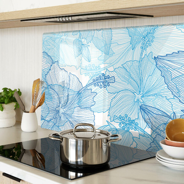 Planche à découper en verre Motif floral dans les tons de bleu