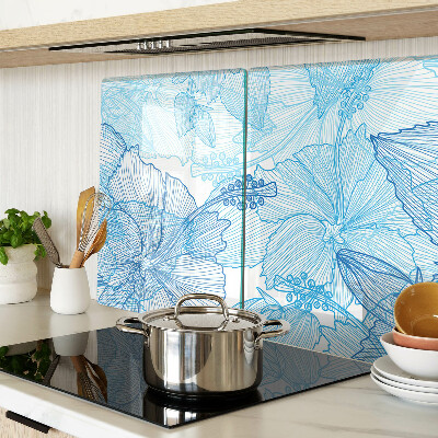 Planche à découper en verre Motif floral dans les tons de bleu