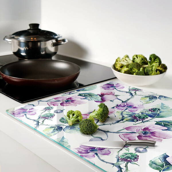 Planche à découper verre Motif floral Magnolia