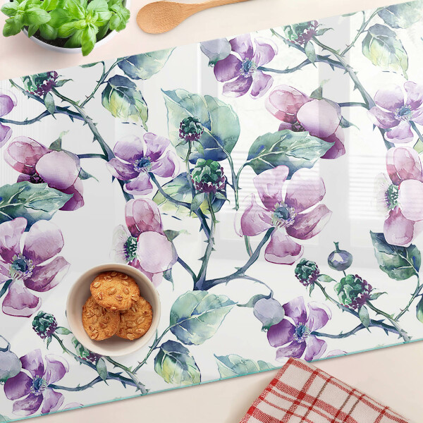 Planche à découper verre Motif floral Magnolia
