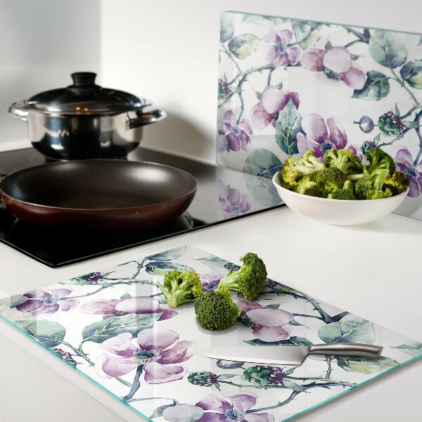 Planche à découper verre Motif floral Magnolia