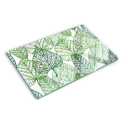 Planche à découper en verre Feuilles dans différentes nuances de vert