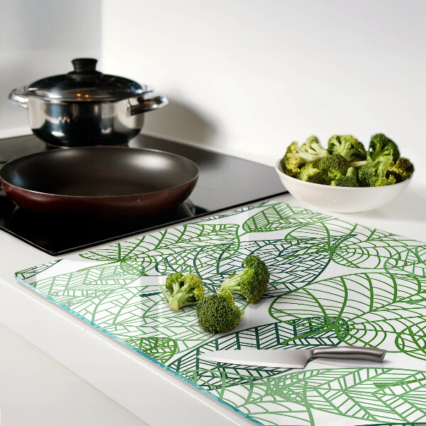 Planche à découper en verre Feuilles dans différentes nuances de vert