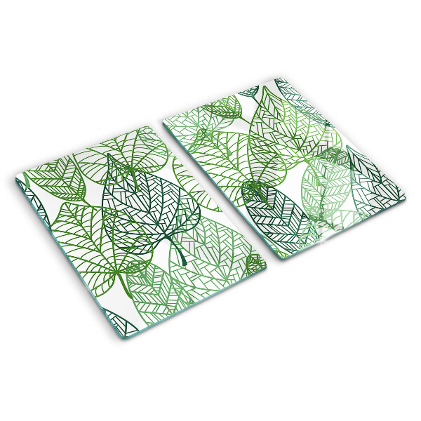Planche à découper en verre Feuilles dans différentes nuances de vert