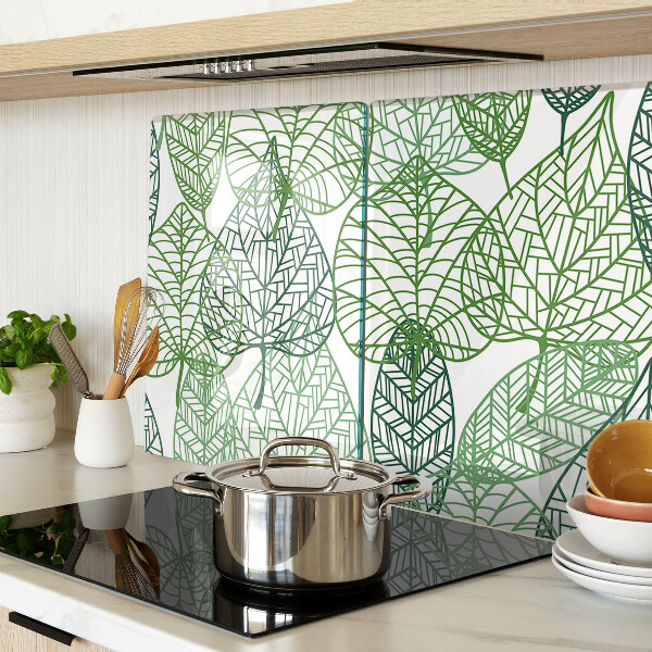 Planche à découper en verre Feuilles dans différentes nuances de vert