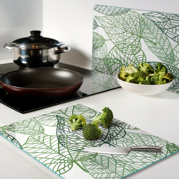 Planche à découper en verre Feuilles dans différentes nuances de vert