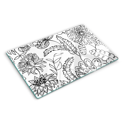 Planche à découper en verre Motif de gribouillage floral