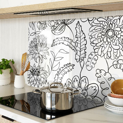 Planche à découper en verre Motif de gribouillage floral