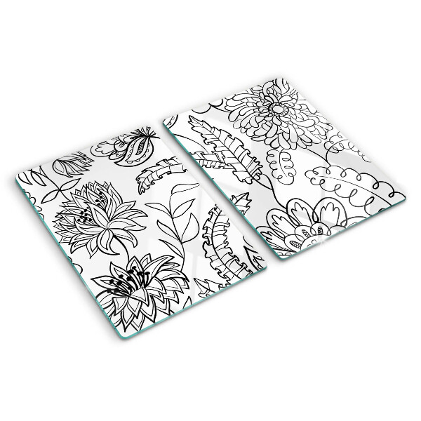 Planche à découper en verre Motif de gribouillage floral