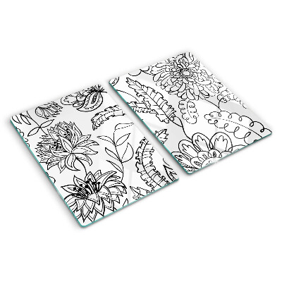 Planche à découper en verre Motif de gribouillage floral