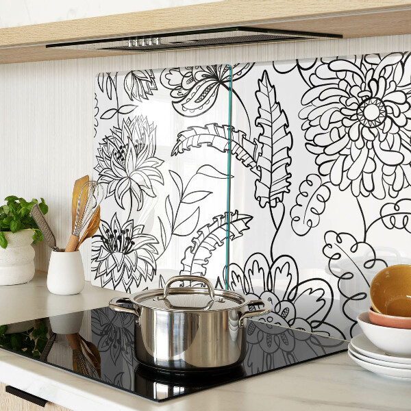 Planche à découper en verre Motif de gribouillage floral