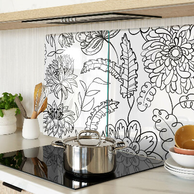 Planche à découper en verre Motif de gribouillage floral