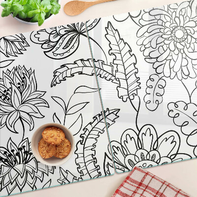 Planche à découper en verre Motif de gribouillage floral