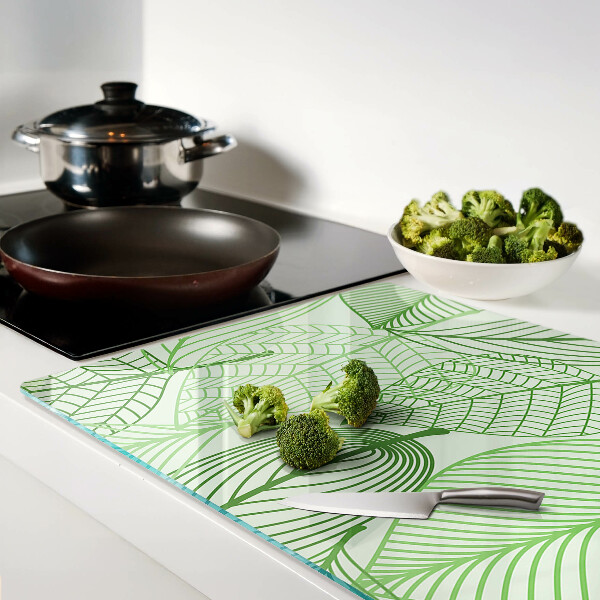 Planche à découper verre Feuilles dans des tons de vert