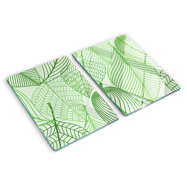 Planche à découper verre Feuilles dans des tons de vert
