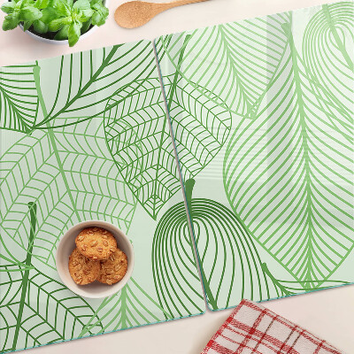 Planche à découper verre Feuilles dans des tons de vert