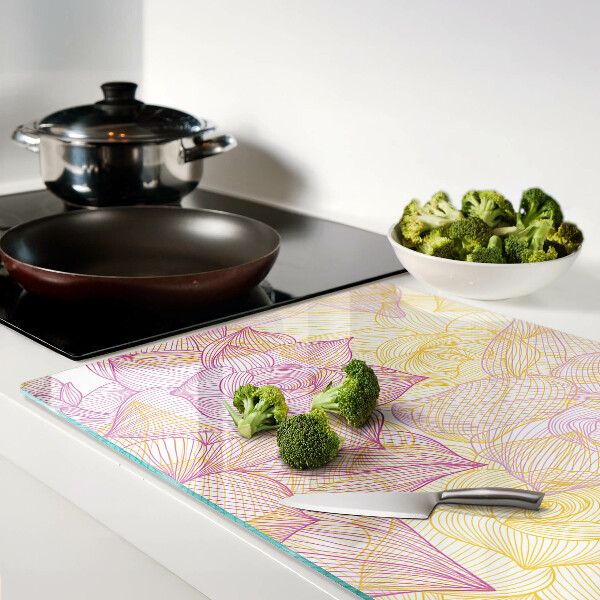 Planche à découper en verre Motif floral aux couleurs pastel