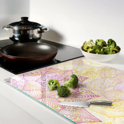 Planche à découper en verre Motif floral aux couleurs pastel
