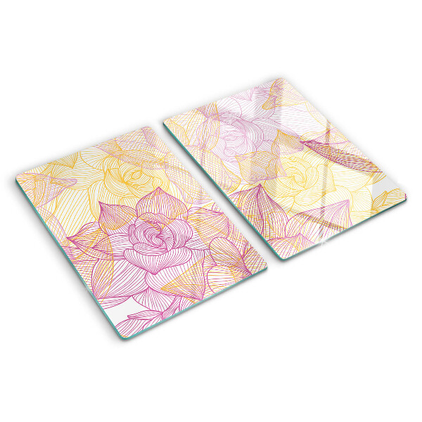 Planche à découper en verre Motif floral aux couleurs pastel