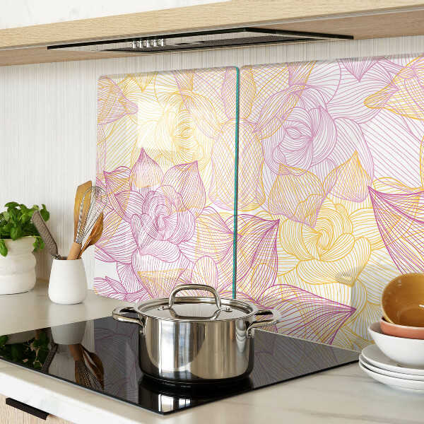 Planche à découper en verre Motif floral aux couleurs pastel