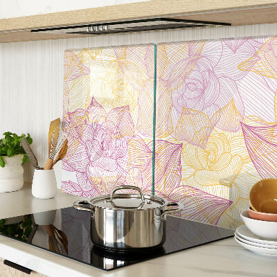 Planche à découper en verre Motif floral aux couleurs pastel