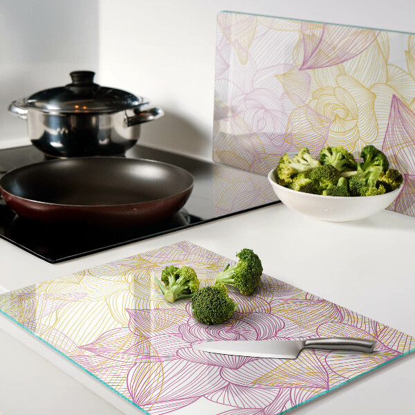 Planche à découper en verre Motif floral aux couleurs pastel