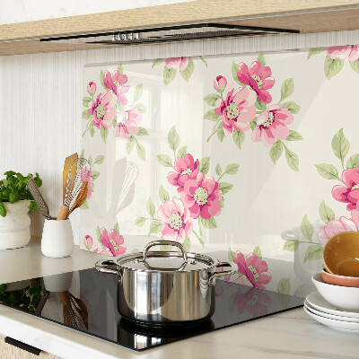 Planche à découper en verre Fleurs dans les tons de rose