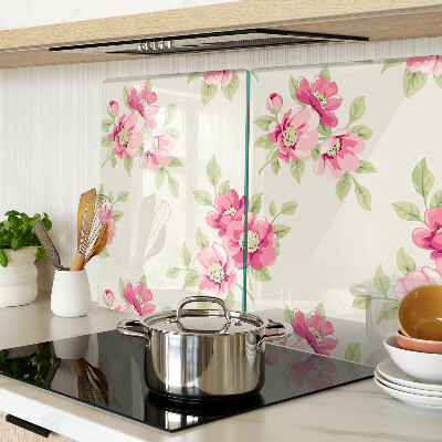 Planche à découper en verre Fleurs dans les tons de rose