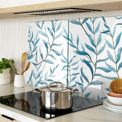 Planche à découper verre Feuilles aux tons bleus