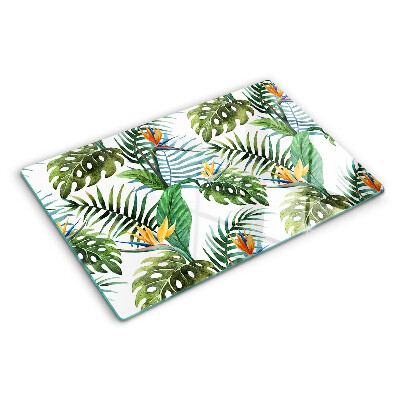 Planche à découper en verre Feuilles et fleurs tropicales
