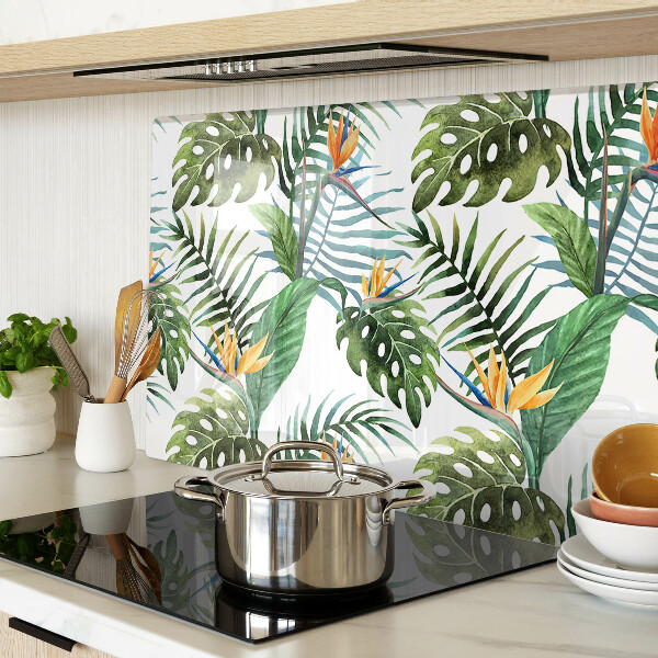 Planche à découper en verre Feuilles et fleurs tropicales