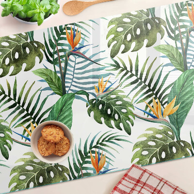 Planche à découper en verre Feuilles et fleurs tropicales
