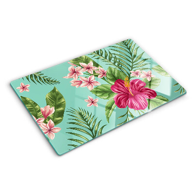 Planche à découper verre Motif floral tropical