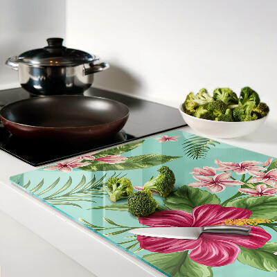 Planche à découper verre Motif floral tropical