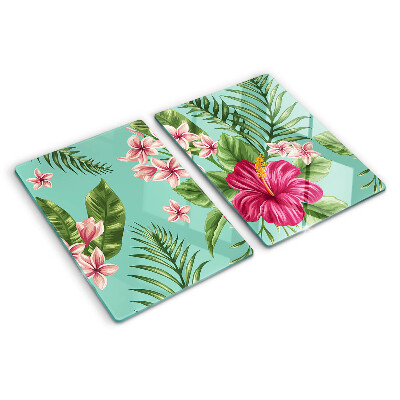 Planche à découper verre Motif floral tropical