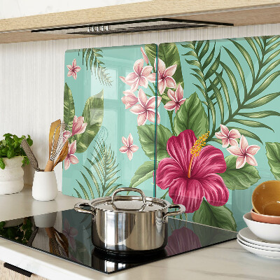 Planche à découper verre Motif floral tropical