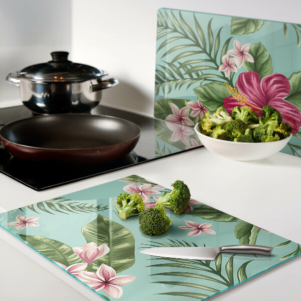 Planche à découper verre Motif floral tropical