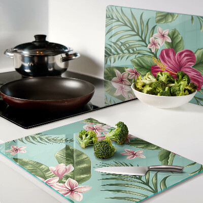 Planche à découper verre Motif floral tropical