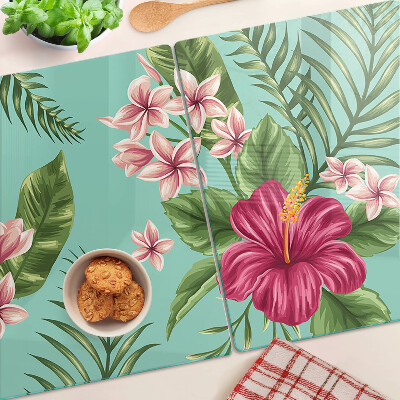 Planche à découper verre Motif floral tropical