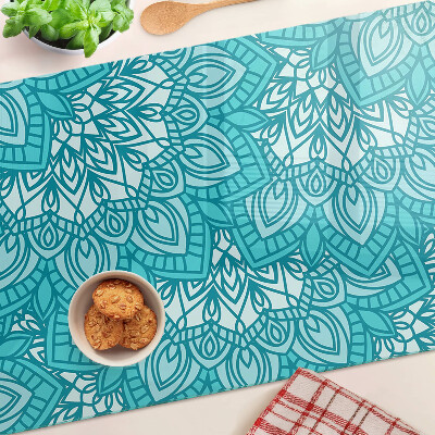 Planche à découper en verre Motif mandala dans les tons de bleu