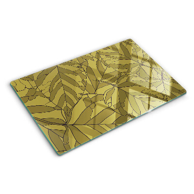 Planche à découper verre Feuilles aux tons dorés