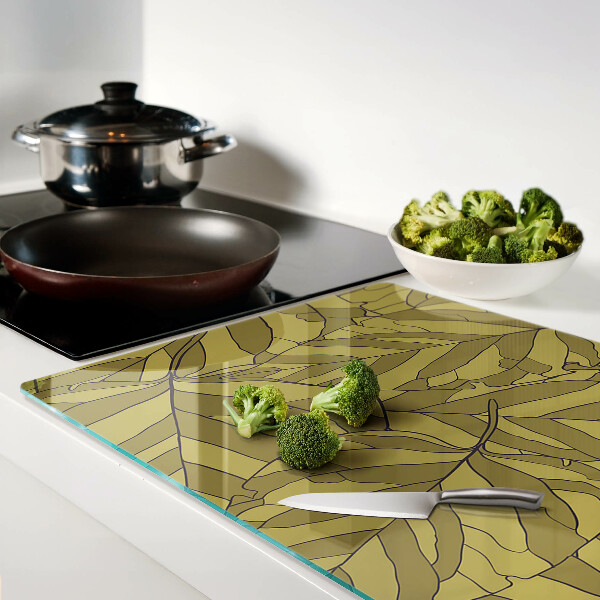 Planche à découper verre Feuilles aux tons dorés