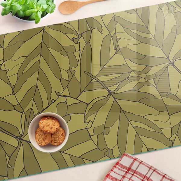 Planche à découper verre Feuilles aux tons dorés
