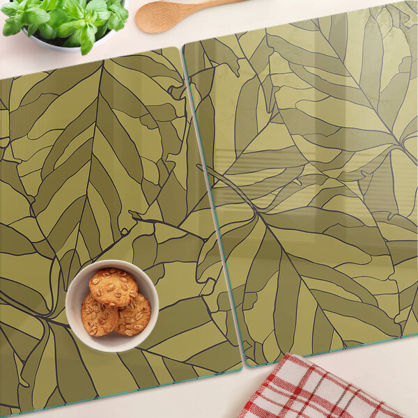 Planche à découper verre Feuilles aux tons dorés