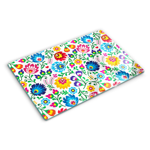 Planche à découper en verre Motif folklorique floral