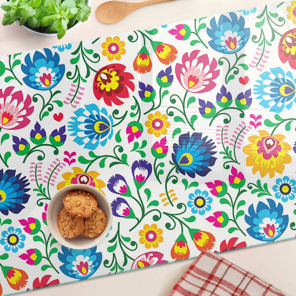 Planche à découper en verre Motif folklorique floral