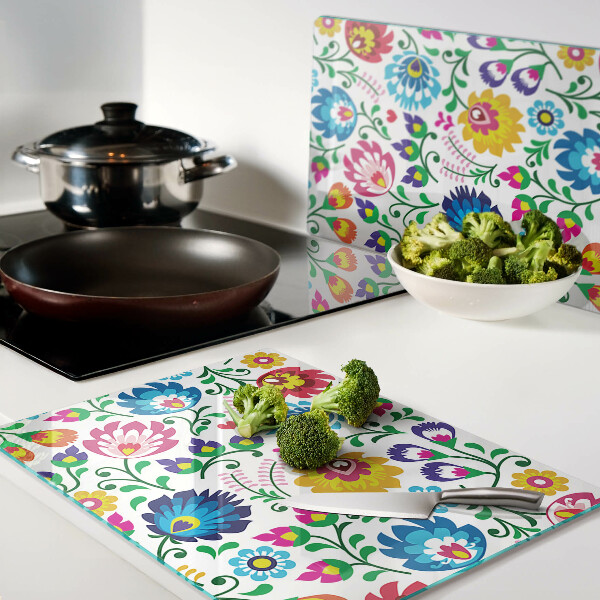 Planche à découper en verre Motif folklorique floral